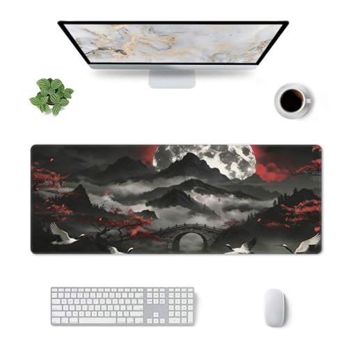 Dark Night Large Gaming Mouse Pad, Long Extended Full Mouse Mat Desk Pad for Top Keyboard Table, Aesthetic Stitched Waterproof XL Mousepad Gifts for Women Office Decor, 31.5 * 11.8 in - color: Dark Night 02