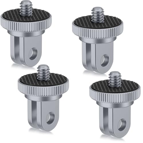 Frienda 4 Pieces Aluminum Camera Tripod Mount Adapter 1/4-20 Conversion Adapter for Tripod Compatible with GoPro Action Cameras and Other Standard 1/4 Accessories(Gray) - color: Gray