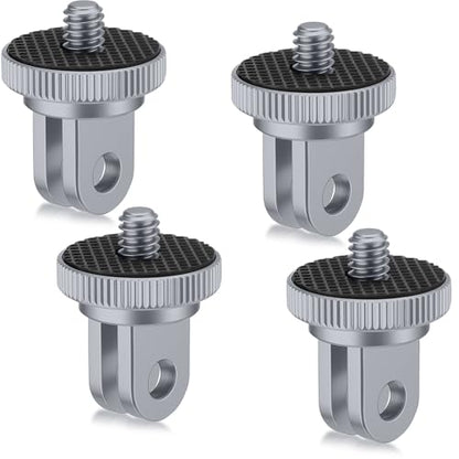 Frienda 4 Pieces Aluminum Camera Tripod Mount Adapter 1/4-20 Conversion Adapter for Tripod Compatible with GoPro Action Cameras and Other Standard 1/4 Accessories(Gray) - color: Gray