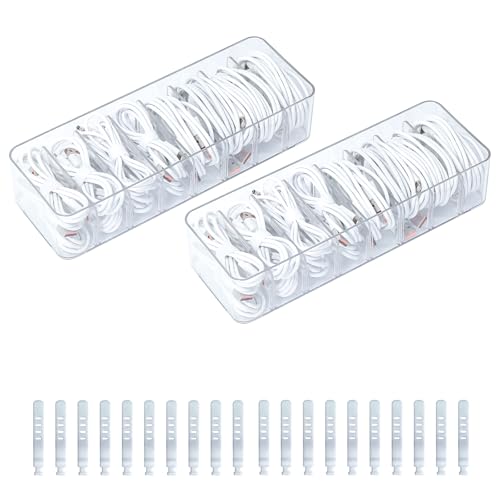 2 Pack Cable Cord Storage Box, Plastic Desk Drawer Organizer Case for Home Office Supplies, Art Crafts, Electronic Accessories, Phone Charger and Wires - color: Clear ( without Lid ), size: 2 Pack