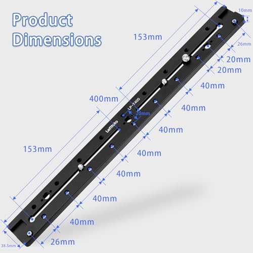 LEFTFOTO 400mm Lengthened Quick Release Double Dovetail Slide Rail Universal QR Plate, with ARRI Locating Hole, 1/4" & 3/8" Threads, Cold Shoe - for DSLR Camera Tripod Ballhead - size: 400mm