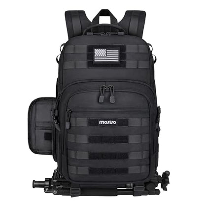 MOSISO Camera Backpack, DSLR/SLR/Mirrorless Tactical Camera Bag Case with Laptop Compartment Compatible with Canon/Nikon/Sony, Black - color: Black
