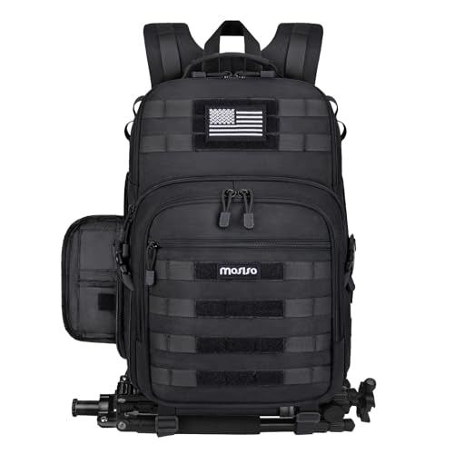 MOSISO Camera Backpack, DSLR/SLR/Mirrorless Tactical Camera Bag Case with Laptop Compartment Compatible with Canon/Nikon/Sony, Black - color: Black