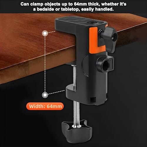 Heavy Duty Table Clamp Mount for Microphone Boom Arm, 2-in-1 C-Clamp Design for Mic Stand, Overhead Camera Arm, Desk Lamp Base – Fits up to 2.56 inch/6.5cm Desktop Thickness, 1 PCS