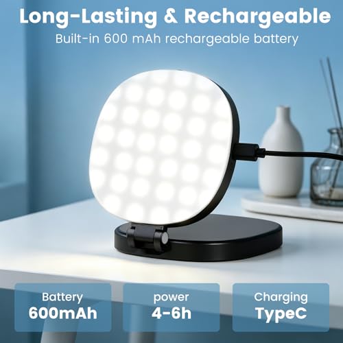 SJZXVZ Magnetic Selfie Light, 3-Mode Phone Light Compatible with Phone Magsa for Selfies/Photography/TikTok/Zoom Calls/Video Conference, Long-Lasting & Rechargeable, CRI97, Black - color: Black