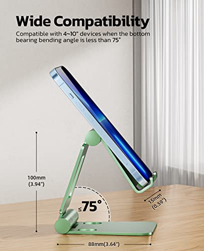 Nulaxy Dual Folding Cell Phone Stand, Fully Adjustable Foldable Desktop Phone Holder Cradle Dock Compatible with iPhone 17 16 15 14 13 12 11 Pro Max Xs Xr X 8, Nintendo Switch, All Phones- Green - color: G-Green