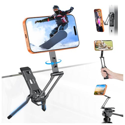 OMOTON TP06 Pro [Equipped Lanyard] for MagSafe Tripod Hook with Magnet Back & Arca-Swiss Base, 360° Rotating with 1/4" Screw, Magnetic Phone Tripod for iPhone 17/16 Pro Max Air Fits Vlog, Travel, Gym - color: Black