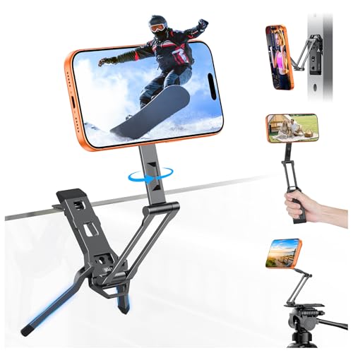 OMOTON TP06 Pro [Equipped Lanyard] for MagSafe Tripod Hook with Magnet Back & Arca-Swiss Base, 360° Rotating with 1/4" Screw, Magnetic Phone Tripod for iPhone 17/16 Pro Max Air Fits Vlog, Travel, Gym - color: Black