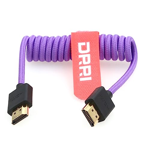 Wireless Transmitter 4K 60Hz HDMI to HDMI 2.1 Braided Cable for Sony A7RV Canon EOS C100 C200 C300 C500 Panasonic Lumix S5II Ninja V Monitor - color: Purple braided Coiled, size: HDMI-HDMI