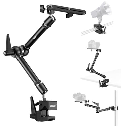 EMART 20" Heavy Duty Magic Arm Camera Mount with Super Clamp and Platform, Camera Mounts & Clamps with 360° Dual Ball Head, 1/4" & 3/8" Screw and 5/8" Stud Adapter for Flash/LED Light, Monitor,Softbox