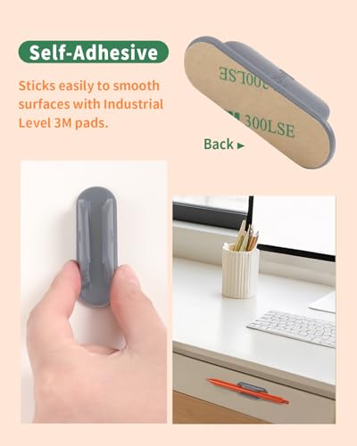 Tiizze Adhesive Pencil Holders for Desk Set of 10 - Silicone Pen Holder with 15 PCS Adhesive Pads - Flexible Pencil Holder for Office Essentials Accessories and Teacher Supplies - Grey - color: Gray