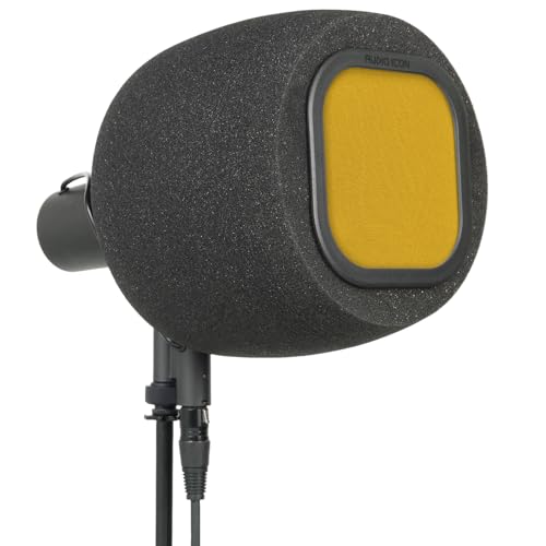 Soundbox 7B Top Address Recording Isolation Booth - Portable Microphone Shield with Replaceable Pop Filter for Studio Quality Vocals, Podcasting. Compatible with SM7B, MV7 (Mustard Yellow Pop Filter) - color: Mustard Yellow Pop Filter