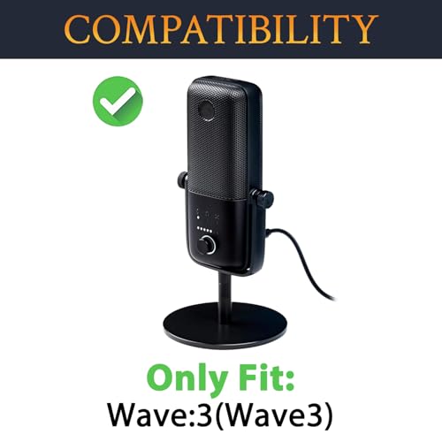 SOULWIT 2Pcs Pop Filter for Elgato Wave:3(Wave3), Protective Mic Cover Windscreen Foam - Black