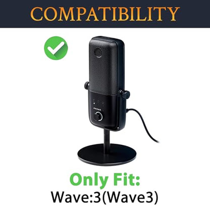SOULWIT 2Pcs Pop Filter for Elgato Wave:3(Wave3), Protective Mic Cover Windscreen Foam - Black