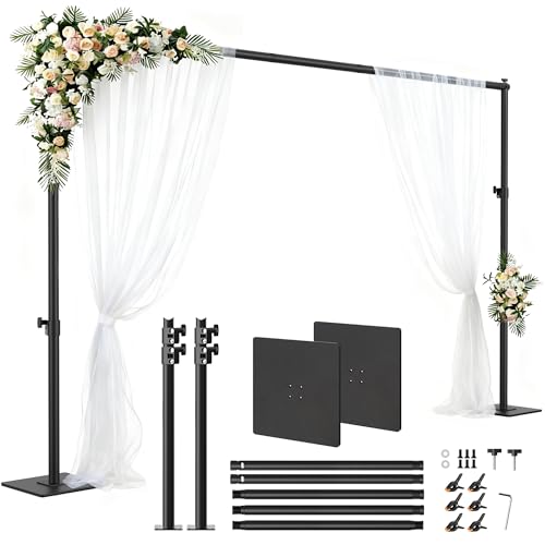 Square Backdrop Stand 6.5x10 ft, Adjustable Photo Backdrop Stand Kit, Heavy Duty Pipe and Drape Photography Background Support with Flat Metal Base for Wedding, Party, Video Studio, Birthday, Black - size: 10x6.5 ft