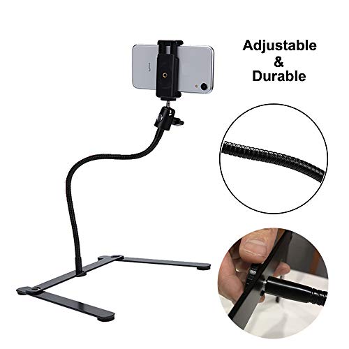 Photo Copy Pico Projector Stand Overhead Tripod Video Stand Phone Mount Flexible Tabletop Stand for Live Streaming Video Recording Vlog YouTube Teaching Cooking Crafting Demo Drawing Recording