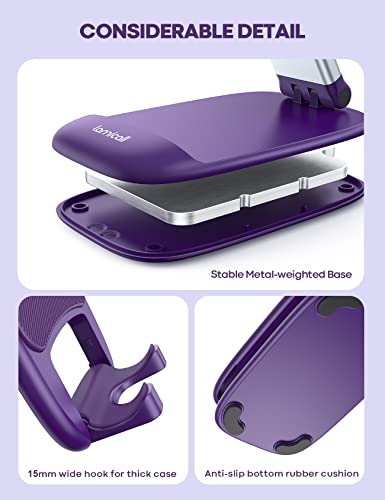 Lamicall Purple Phone Holder for Desk - Dark Purple Cellphone Stand Desk Accessories Desktop Office Must Have, Gifts for iPhone 17 16 15 14 13 Pro Max Mini, 12 11 X Plus SE, 4-8'' Telephone Stand - color: Dark Purple