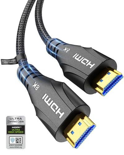 Cratree 8K Short HDMI Cable 3.3FT - Certified Ultra High Speed HDMI Cable,48Gbps,8K 60hz,4K 120hz,Braided,eARC - Compatible for HDTV,PS5,PS4,Blu-ray - size: 3.3 FT