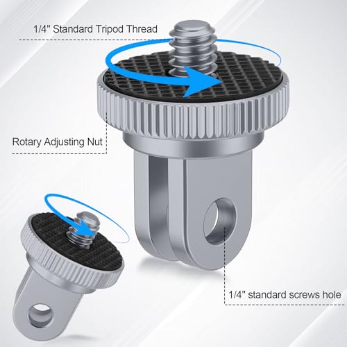 Frienda 4 Pieces Aluminum Camera Tripod Mount Adapter 1/4-20 Conversion Adapter for Tripod Compatible with GoPro Action Cameras and Other Standard 1/4 Accessories(Gray) - color: Gray