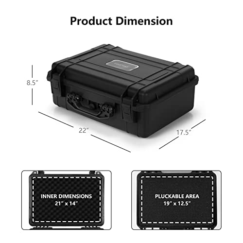 COSTWAY Waterproof Hard Case, 22-Inch Multi-Purpose Small Camera Dry Box with DIY Customizable Foam Insert, IP66 Rated Dustproof Shockproof, Portable Protective Case for Electronics, Drones, Black