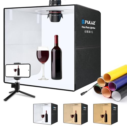 PULUZ Light Box for Product Photography, 20"x20" Portable Photo Studio Large Photo Booth Lightbox Jewelry Food Photography Picture Box with Dimmable 160 LED Lights & 12 Color Backdrops - size: 20"x20"