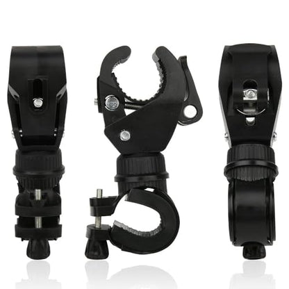 2 Pack Bicycle Flashlight Mount, 360 Degree Rotating Bike Light Mount, Universal Torch Clip for Mountain Bike and Bicycle LED Light Mount, Camera, GPS