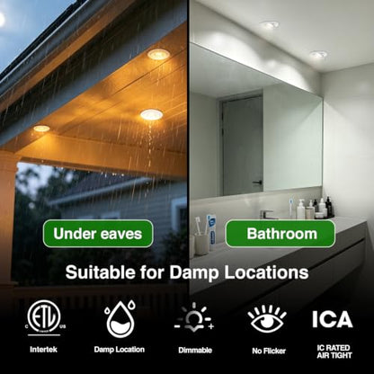 zouzai 4 Inch Gimbal LED Recessed Lights, White-Version 1.0, 6 Pack, with Junction Box, 360°+ 90° Adjustable, 5CCT 2700K-5000K, Dimmable, Canless Eyeball Downlight, CRI90+, 980LM 10W 120V, ETL - color: White-4 inch-Version 1.0, size: 6 Pack