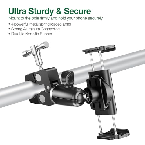 elitehood 360 Swivel Tilt Phone Holder and Mount, Adjustable for Music Boom Mic and All iPhone, Android Cell Phone - style: Front Mount
