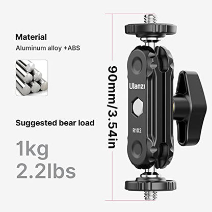 ULANZI Magic Arm with Double Ballhead 1/4" Screw, Compatible with Universal Monitor Mount for Camera, Video Shooting Photography Accessories Microphone Fill Light Bracket - style: Magic Arm