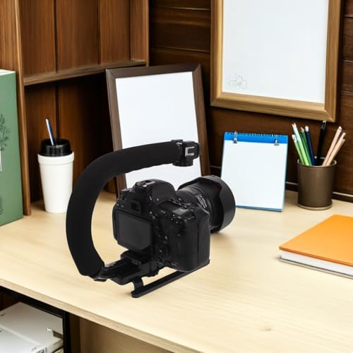 Camera Stabilizing Handle Grip with U-Shaped Cold Shoe Mount, Handheld Video Grip for Smartphones and Camcorders, Portable Stabilizer Kit with Phone Clamp and Adapter for Video