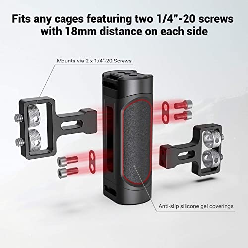 SMALLRIG Mini Side Handle Handgrip with Dual 1/4"-20 Screw Mount for Mirrorless Digital Camera DSLR Camera Small Camera Cage Built-in Wrench, Up and Down Adjustable - 2916 - style: 1/4"-20 Screws