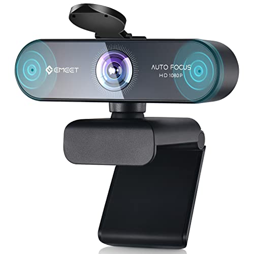 1080P Webcam with Microphone, eMeet Nova AutoFocus HD Webcam, 96°View Web Camera w/ 2 De-Noise Mics for Laptop/Desktop, Plug & Play USB Streaming Computer Camera for Conference/Calling/Teaching/Gaming - style: NOVA 1080P w/ 2 Noise Cancel Mics