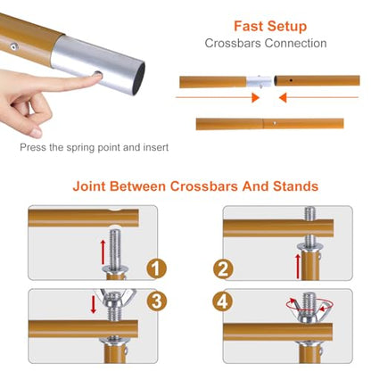 6.5 x 10ft Adjustable Backdrop Stand Kit,Heavy-Duty Photography Background Support System with Clamps & Carry Bag,Photo Video Studio Backdrop Stand for Parties,Weddings,Green Screen & Banner Display - color: Gold