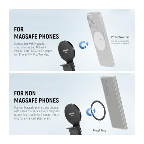 NEEWER Continuity Camera Mount for Desktop Monitor, Magnetic Tri Fold Desk Phone Webcam Holder with Arca Type Base, Compatible with MagSafe iPhone iMac Apple TV 4K Desktop Mac Laptop Samsung, SP08 - style: SP08