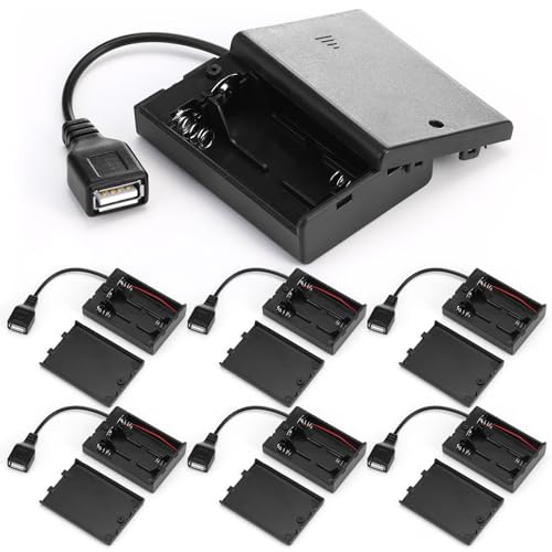 Copkim 6 Pcs USB Battery Pack for LED Lights, USB to Battery Pack for Plug in Lights, 5v Portable 3 Aa Holder Box with Switch for Neon Signs Indoor Outdoor Party Decor (Black) - color: Black, style: 3 AA