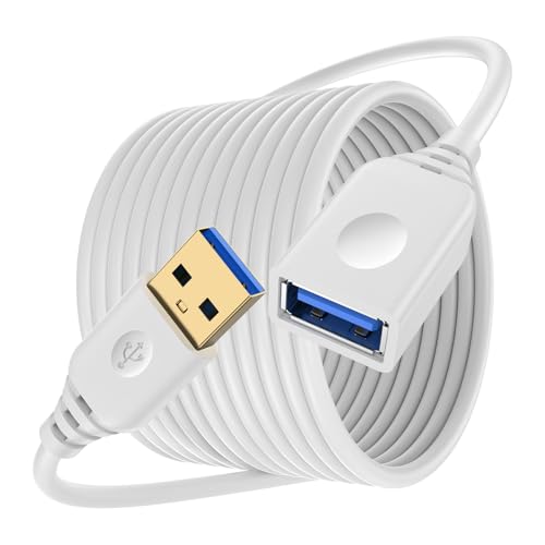 USB Extension Cable 10FT, 5Gbps Long USB Male to Female Extension Cable USB 3.0 Extender Cord High-Speed Data Transfer for Printer, Camera, Gamepad, Keyboard, Webcam, Xbox, Flash Drive, VR Headset - color: White, size: 10FT