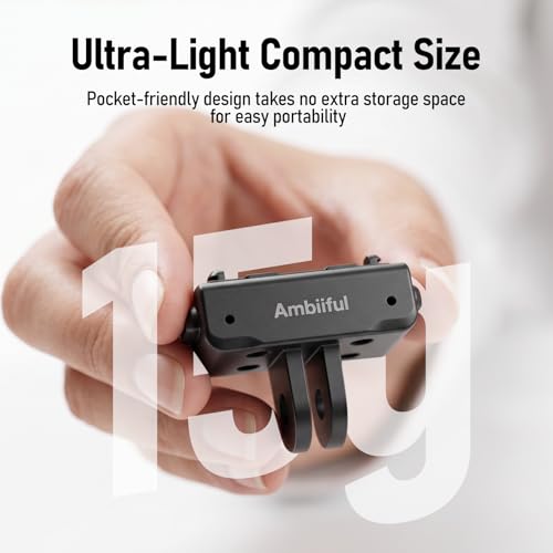 AMBITFUL IA02 Magnetic Quick Release Mount Base, 2-Prong Action Camera Adapter for Insta360 Cameras, Quick Swap Camera Mount for Tripod, Selfie Stick, Extension Pole and Outdoor Shooting - color: Foldable Dual Prong Mount
