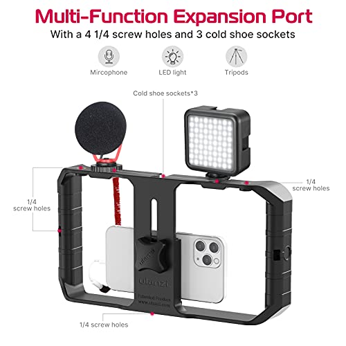 ULANZI U Rig Pro Smartphone Video Rig, Filmmaking Vlogging Case, Phone Video Stabilizer Grip Tripod Mount for Videomaker Film-Maker Video-grapher with Cold Shoe Mount for iPhone Samsung and More - color: Black