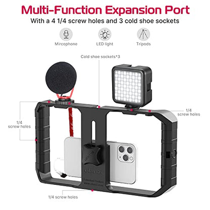 ULANZI U Rig Pro Smartphone Video Rig, Filmmaking Vlogging Case, Phone Video Stabilizer Grip Tripod Mount for Videomaker Film-Maker Video-grapher with Cold Shoe Mount for iPhone Samsung and More - color: Black