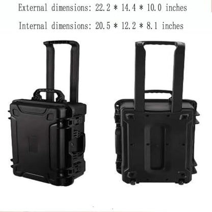 22" L x 14" W x 9" H Large Hard Case with Foam, Portable Rolling Hard Case with Wheels, Waterproof Shockproof Dustproof, Suitable for Cameras, Lenses, Camcorder, Instrument, Telescopes - size: 22 Inch
