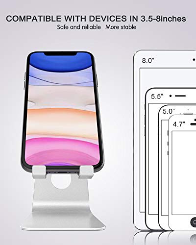 CreaDream Adjustable Cell Phone Stand, Phone Stand, Cradle, Dock, Holder, Aluminum Desktop Stand Compatible with Phone Xs Max Xr 8 7 6 6s Plus SE Charging, Accessories Desk,All Mobile Phones-Silver - color: Silver