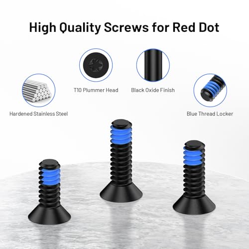 Red Dot Screw Kit 9 Pcs #6-32 Screw Diameter 7mm Includes 9.5mm/11mm/12.5mm Blue Thread Locker Stainless Steel Red Dot Sight Screws for Trijicon RMR/SRO Optical Mounts