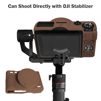 Easy Hood Case for Canon Powershot G7 X Mark III Digital Camera, Soft Silicone Protective Cover with Removable Lens Cover for Canon Powershot G7X Mark III DSLR Camera (Brown) - color: G7X3 Brown