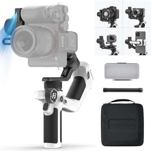 FeiyuTech Official SCORP Mini 2 Kit Gimbal,3-Axis Camera Stabilizer with AI Tracker Fill Light,1,3IN Touch Sreen, for Mirrorless Camera,Smartphone,Action Camera,with Carrying Case,Extension Rod,White