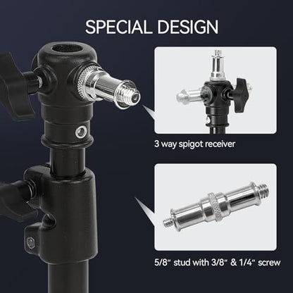 PHOCUS Photography Studio Wall Mount Boom Arm, 22 Inch Adjustable Camera Ceiling Mount Light Stand with 1/4" to 3/8" Threaded Stud for Video Ring Light, Monolight, Softbox, Flash (22 inch) - size: 22 inch