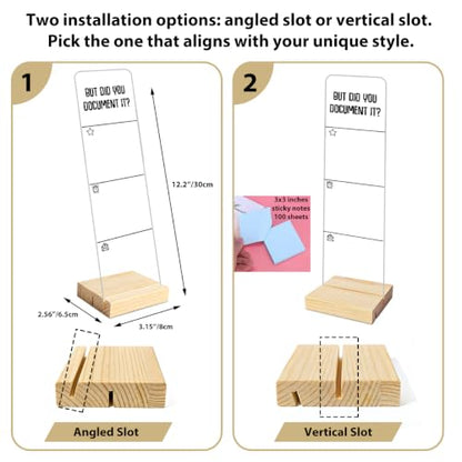 Monitor Memo Board with Removable Wooden Base Acrylic Portable Sticky Note Holder, But Did You Document it? Logo Office Desk Desk Set Sticky Notes 100 Sheets - color: Did You
