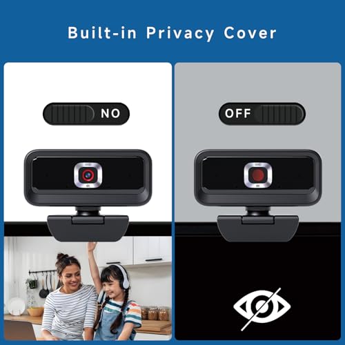 4K Webcam for PC, Computer Camera for Desktop, USB Webcam with Tripod,2 Noise Reduction Mics, Built-in Privacy Cover, for PC/Zoom/Skype/Team/Laptop/MacBook/Windows - style: 4K Updated Autofocus