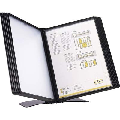 Tarifold Desktop Reference & Display System, 10 Double-Sided Pockets, 20 Sheet Capacity, Durable Metal Base, Easy-Load Polypropylene Pockets, Letter-Size, Made in Denmark, Black - color: Black, style: Desktop