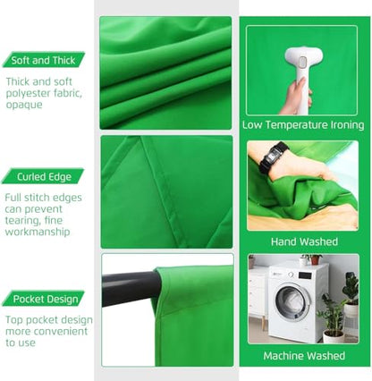 2-in-1 Green Backdrop Stand Kit - 8.5x12 ft Green Backdrop with 10x8.5ft Portable Photography Stand for Video Streaming,Zoom Meetings,Parties,Anti-Wrinkle Polyester Fabric - size: 10' (W) x 8.5' (H)