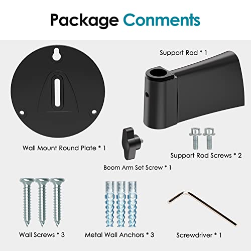 YOUSHARES Wall Mount Boom Arm - Microphone Holder for Stand, Vertical Surface Mount and Freely Swiveling Metal Clip Suitable for Saving Desk Space, Mic Stand Accessories - color: Wall Mount Stand